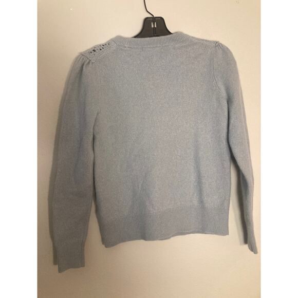 Boden Lovely Floral Crochet Light Blue Knit Sweater Mid-weight Cottagecore~ Sz S - Picture 6 of 10